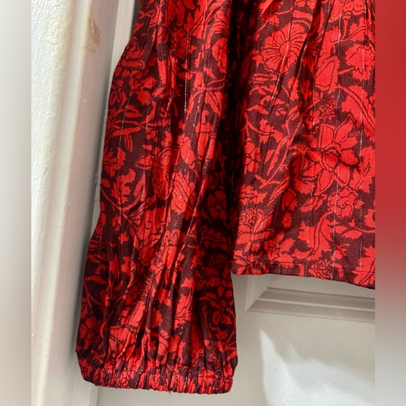Knox Rose Red Floral Long Sleeve Embroidered Blouse L - Picture 8 of 12